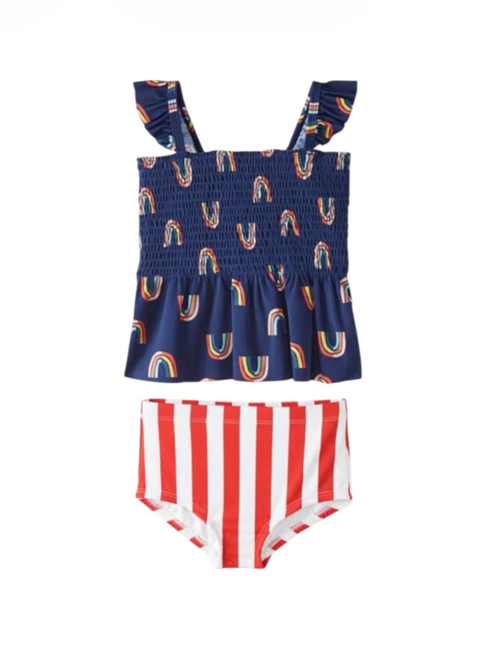Hanna Andersson Rainbow and Stripe Mixie Tankini Set 18-24 months EUC